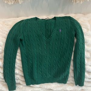 Green Ralph Lauren cable knit sweater